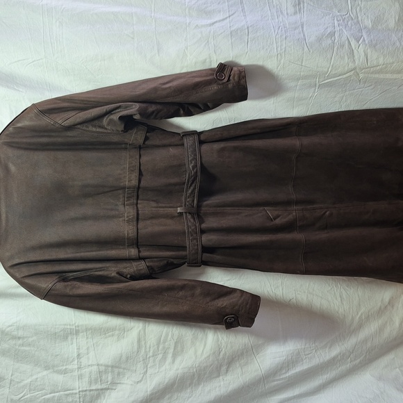 Pelle Cuir Men's Brown Full Length Leather Trench Coat Sz M GORGEOUS!! - Picture 9 of 17